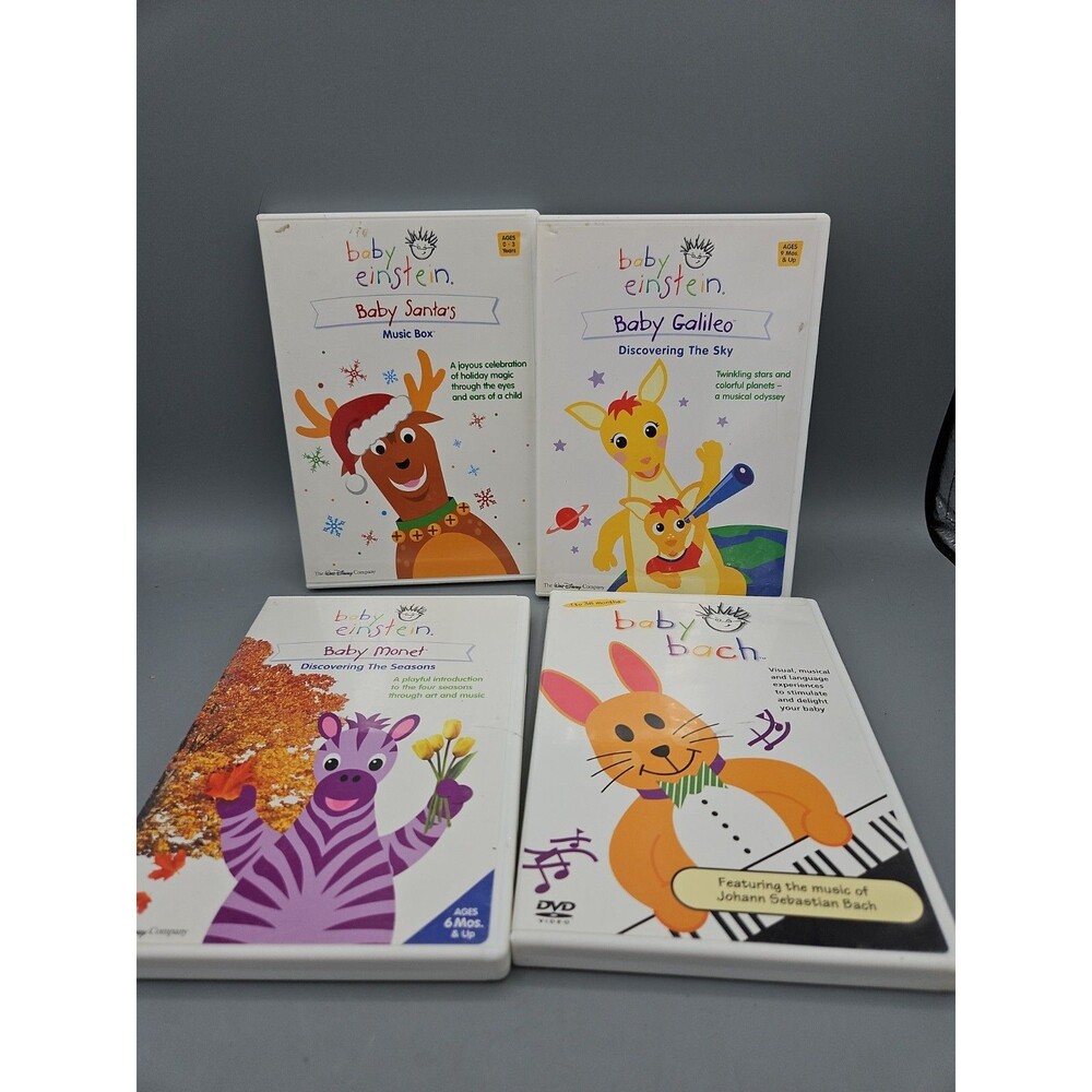 Baby Einstein DVD Lot of 4 – Monet Galileo, Santa's, Bach – Educational